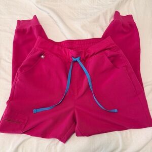 Figs Magenta  Zamora Joggers with Blue Drawstring